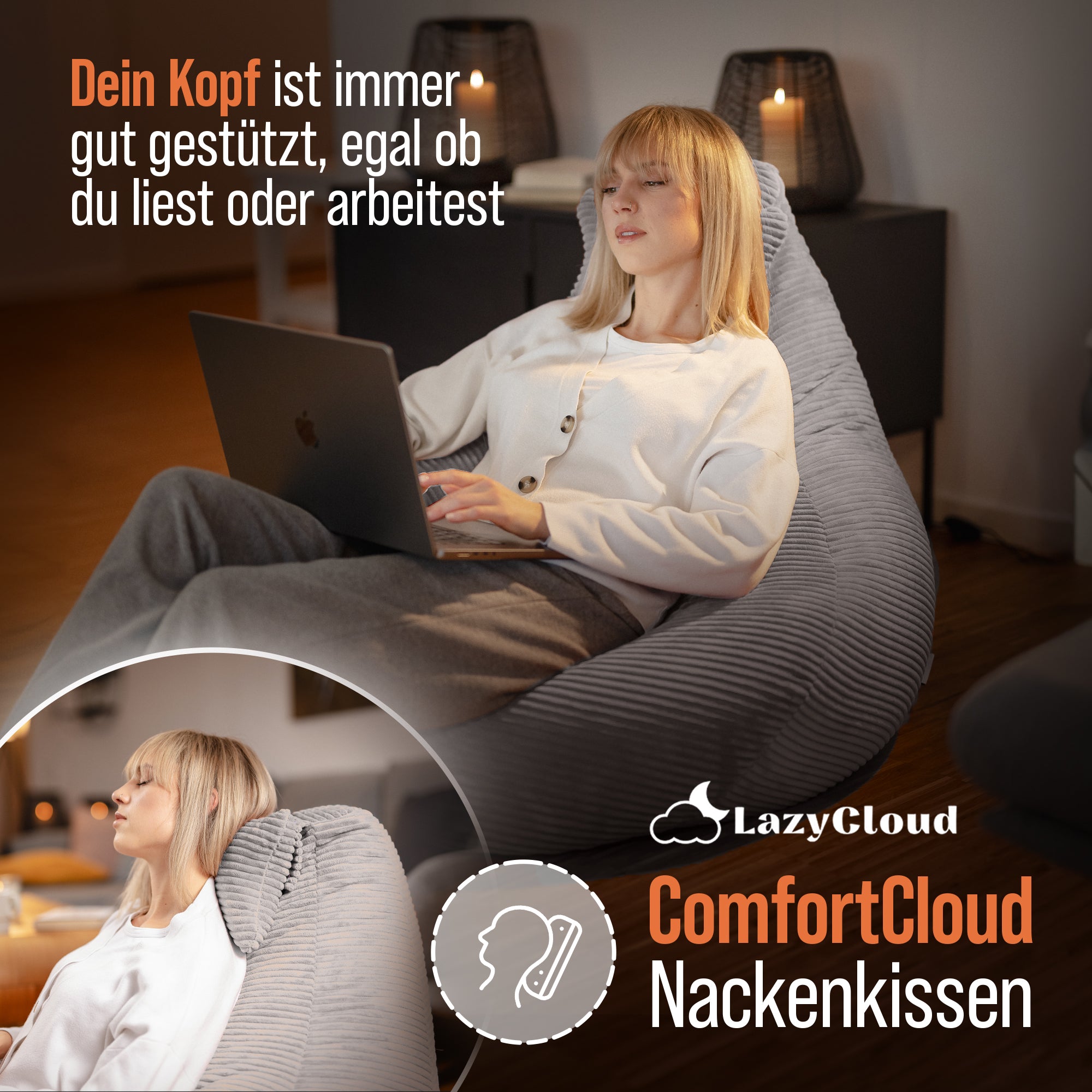 LazyCloud | Sitzsack Soft Grey