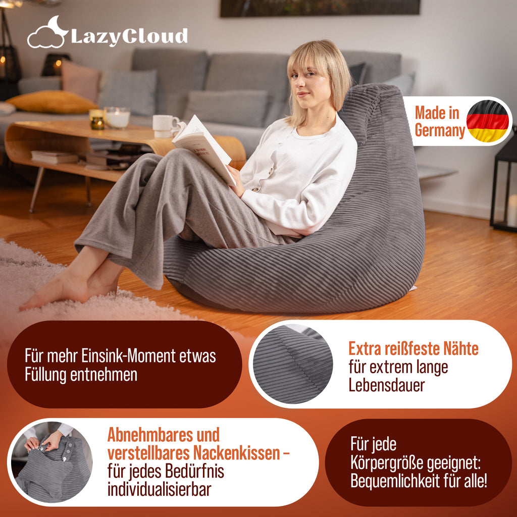 LazyCloud | Sitzsack Charcoal Slate