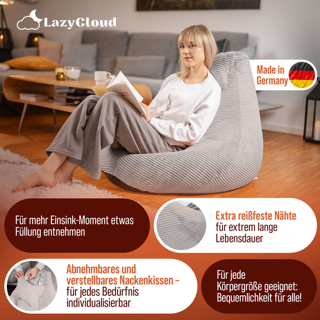LazyCloud | Sitzsack Soft Grey